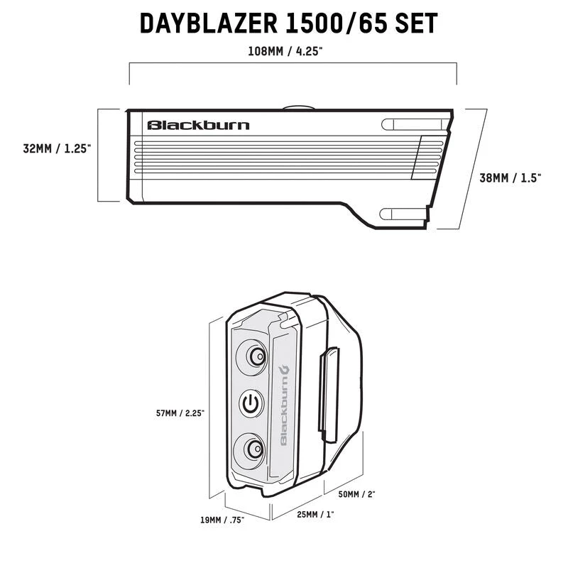 LIGHT COMBOS Blackburn Dayblazer 1500 Front + Dayblazer 65 Rear Bike Light Combo Set 9 LIGHT COMBOS Blackburn Dayblazer 1500 Front + Dayblazer 65 Rear Bike Light Combo Set